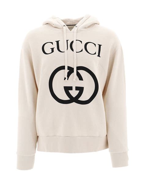 white Gucci logo hoodie men